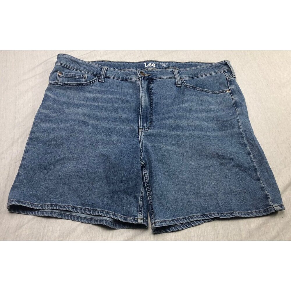 Lee Denim Shorts Regular Fit Mid Rise Size Medium Pockets Zipper Button Blue